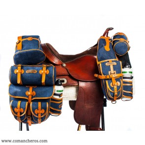 Saddle bags in Denim and Leather