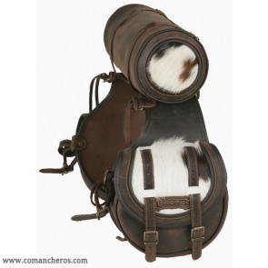 Rear saddlebags with roll, cowhide detailing